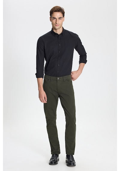 George Henry Pamuklu Slim Fit Dar Kesim 5 Cepli Esnek Chino Pantolon Haki