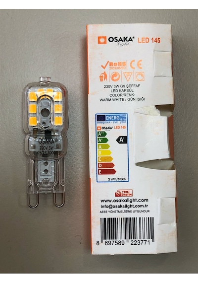 3 Adet Osaka Dimmer Uyumlu G9 Led 220v 3w 200 Lümen 3000kelvin