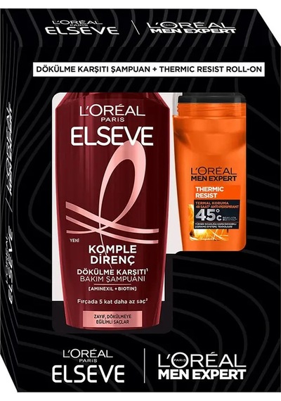 Elseve Şampuan Komple Direnç 300 Ml + Men Expert Thermic Resist Roll-on 50 Ml Dökülen