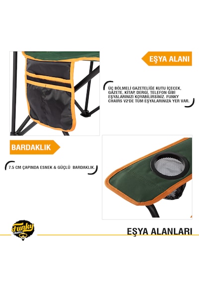 Funky Chaırs V2 Petrol Yeşili Lüks Kamp Sandalyesi Petrol Yeşili