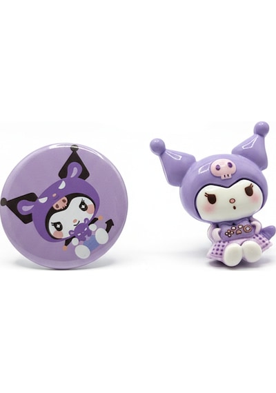 Kuromi Ve My Melody Şeffaf Bölmeli Kalemlik Lila