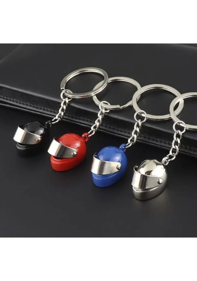 Mini Kask Metal Anahtarlık - Turkuaz Çok Renkli