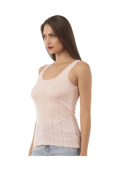 Özkan Underwear Özkan 23493 Kadın Transferli Ribana Esnek Yumuşak Kalın Askılı Atlet SOMON