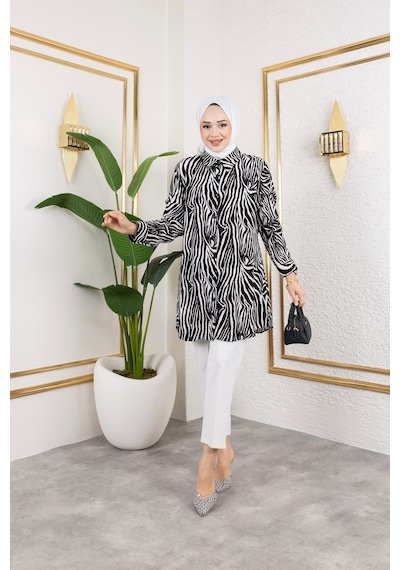 Hira Life Fashion Kadın Tesettür Giyim Ve Spor Giyime Uygun Düğme Detaylı Şık Desenli Dokuma Viskon Gömlek-tunik Siyah 4 Siyah 4 Hira Life Fashion Kadın Tesettür Giyim Ve Spor Giyime Uygun Düğme Detaylı Şık Desenli Dokuma Viskon Gömlek-tunik Siyah 4 Siyah 4