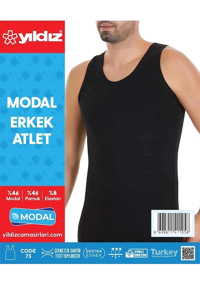 Yıldız Erkek Modal Likralı Askılı Atlet 70/74 - 6 Adet Siyah