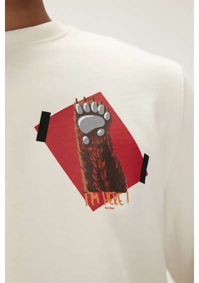 Bad Bear Here Crewneck Erkek Sweatshirt-25261 Beyaz