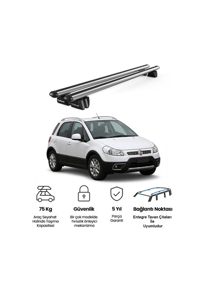 Pençe Fiat Sedici Ara Atkı 2006-2014 Uyumlu Gri Ara Atkı Port Bagaj Tavan Barı
