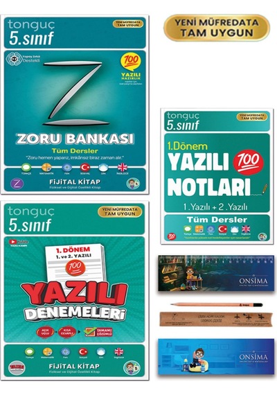 Tonguç Akademi 5. Sınıf Zoru Bankası - 1. Dönem Yazılı Notları - Yazılı Denemeleri Tüm Dersler Set 3 Kitap