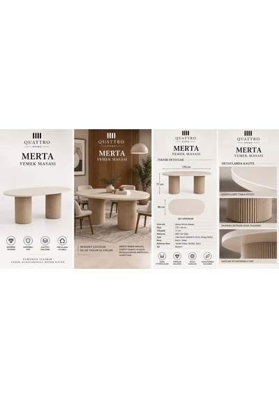 Merta Yemek Masası Krem