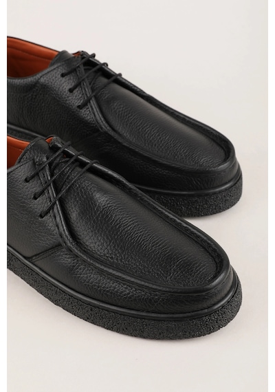 Gondol Erkek Hakiki Deri Casual Derby Ayakkabı Moc-toe Cz.102 Siyah