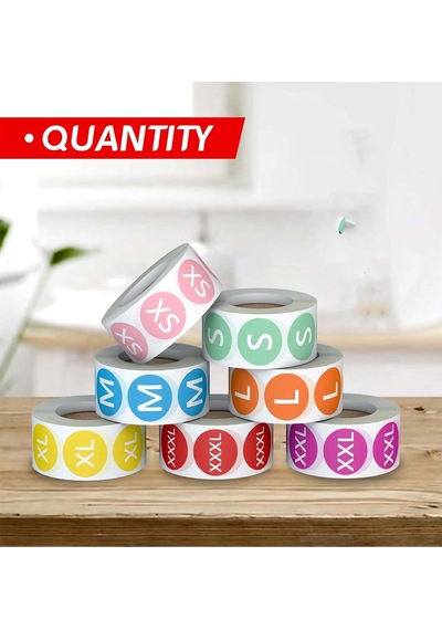 Yapışkanlı Beden Etiketi 8 Rulo Xxs Xs S M L Xl Xxl Xxxl 4000 Ad