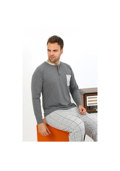 Akbeniz Erkek Uzun Kol Penye Antrasit Pijama Takımı 6861 Antrasit
