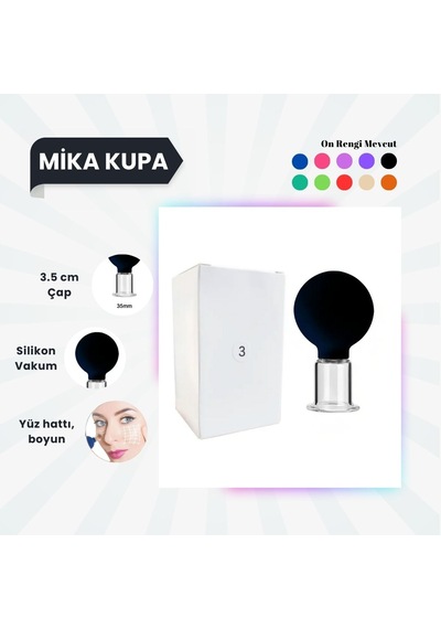 Silikon Vakumlu Mika Yüz Masaj Kupası No:3 Siyah Çok Renkli