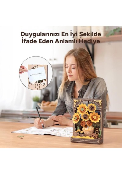 Rowood Th002 Ayçiçeği Golden Sunflower Dıy Minyatür Maket Model Seti Ahşap 3d Wooden Puzzle 3d Model Kit Detaylı Dekoratif Hobi Seti Ahşap Maket