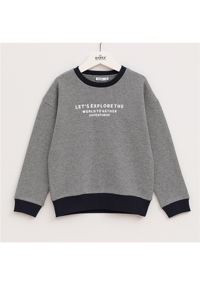 Wanex Erkek Çocuk Uzun Kol Kalın Sweatshirt - 15991 Gri
