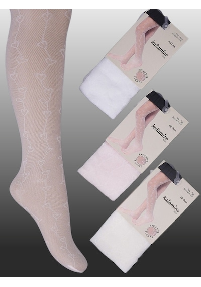 Kıpırık Baby 1'li Kız Çocuk İnce Kalp Desen Detaylı Külotlu Çorap Pembe-1252 Pembe