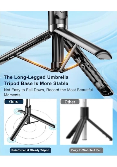 Apple Uyumlu iPhone  12 Pro Max  R1s-l Mini Led Fill Light Tripod Selfie Stick 3 İn 1