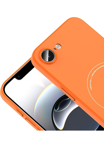 Maks Technology iPhone Uyumlu 16e Kılıf M-safe Şarj Özellikli Kamera Korumalı Mkst Elio Sert Pc Kapak - Turuncu