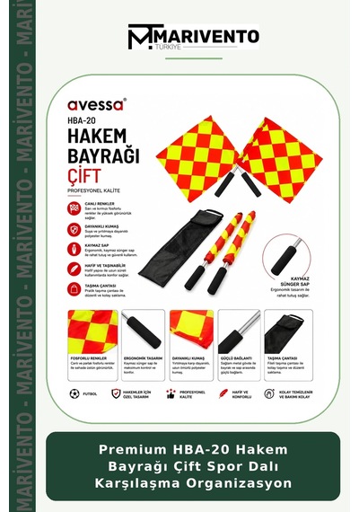 Premium Hba-20 Hakem Bayrağı Çift Spor Dalı Karşılaşma Organizasyon Belirtilmemiş