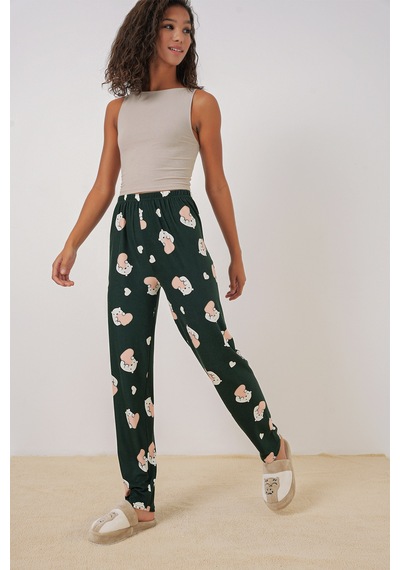 Bigdart 4323 Desenli Pijama Altı - Y. Zümrüt Yeşili