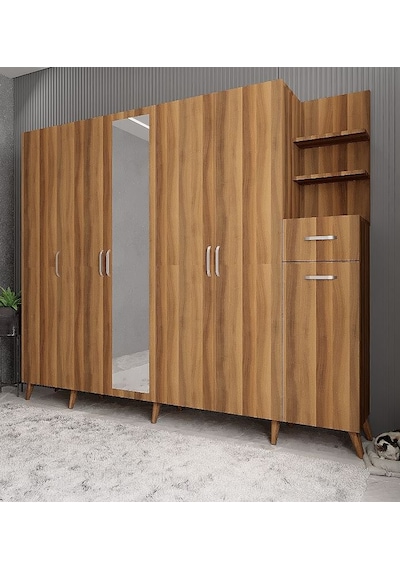 Açelya Portmanto Vestiyer Ceviz - Montaj Dahil M7 270 Cm