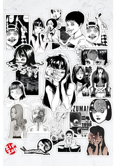 Junji İto Tomie Uzumaki Manga Anime Bujo Yapışkanlı Folyo Sticker Paketi 23 Adet Çok Renkli
