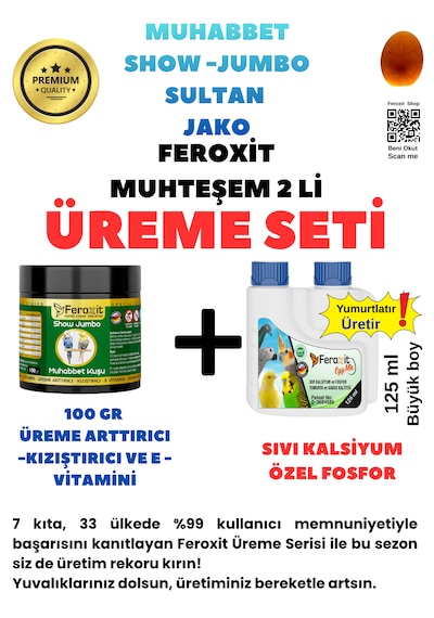 Show Jumbo Muhabbet Kuşları Ve Sultan Papağanı Üreme Seti 100 Gr Kızıştırıcı Ve Yumurta Arttırıcı 150 Ml