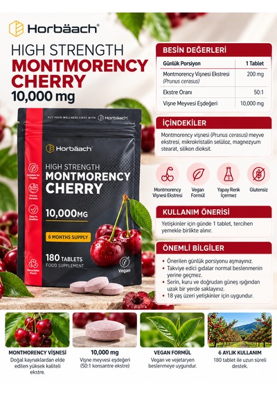 Horbäach Montmorency Cherry 10.000 Mg 180 Vegan Tablet