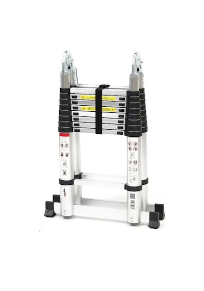 Cardilife 280 Cm+280 Cm -9+9 Basamaklı Alüminyum Teleskopik Merdiven - A Tipi Açılır Uzayan Merdiven 9+9 Basamaklı
