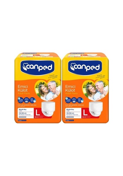 Canped Emici Külot Hasta Bezi Büyük Boy Medium 120 Adet Eko Paket Tek Ebat