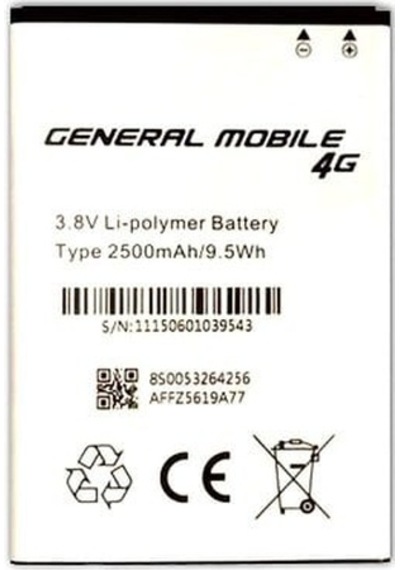 General Mobile Andorid 4G  Kalite Batarya 2500 mAh Li-polymer