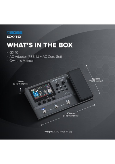 Boss Gx-10 Kompakt Gitar Ve Bas Efekt İşlemcisi, Gx-100 Ses Motoru, Renkli Dokunmatik Ekran, 32 Amp Tipleri Ve 170 Boss Efektleri Çok Modlu, Ayak Pedalları Ve İfade Pedalı, Aırd Teknolojisi