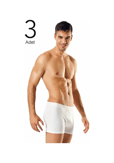 3'lü Paket Elastan Erkek Boxer Beyaz