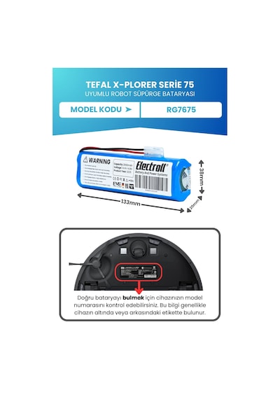Tefal X-plorer Serie 75 Uyumlu Batarya 2600mah