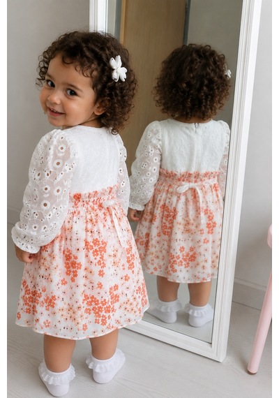 Babyhola Çiçekli Kız Bebek Çocuk Elbise Mevsimlik Bayramlık 13822 Ekru Babyhola Çiçekli Kız Bebek Çocuk Elbise Mevsimlik Bayramlık 13822 Ekru