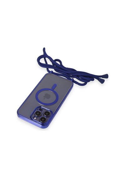 Newface Apple iPhone Uyumlu 13 Pro Max Kılıf Divo Lazer Askılı Magsafe Kapak Semeglbl - 14 - Mavi