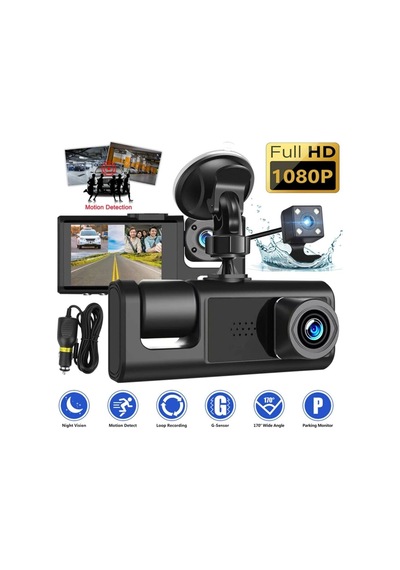 Black Box Wifi Destekli Full Hd 1080p 3 Lü Araç Kamerası Ön + İç + Arka Kamera Dvr Car Dashcam