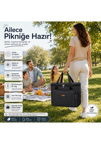 Microcase 40 LT 5 Gözlü Termos Çanta Isı Yalıtımlı Piknik Kamp Plaj Balıkçı Soğutucu Çanta AL5622