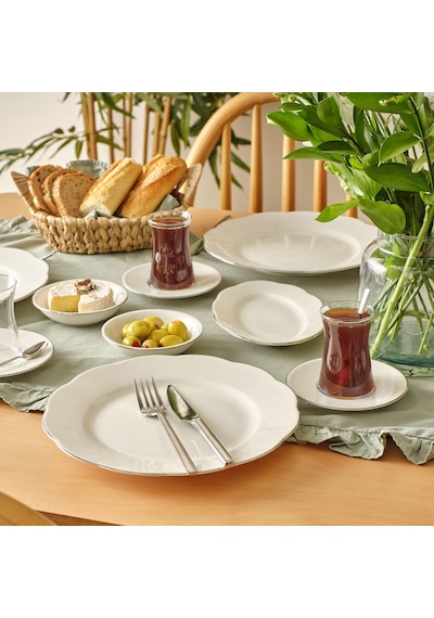 Bella Maison Clover Porselen 26 Parça 6 Kişilik Kahvaltı Takımı Silver Gümüş