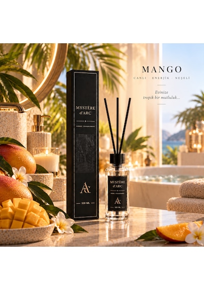 Premium Oda Kokusu Bambu Çubuklu Beyaz Şişe 100 Ml Mango