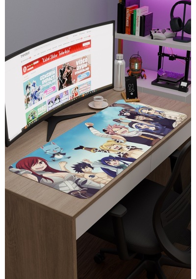Fairy Tail Anime V4 - 90x40 Xxl Gaming Kauçuk Kaymaz Taban Mouse Pad Fare Altlığı