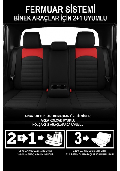 Naz Oto Thor Tay Tüyü Oto Koltuk Kılıfı Opel-corsa-astra-vecta Uyumlu Kırmızı