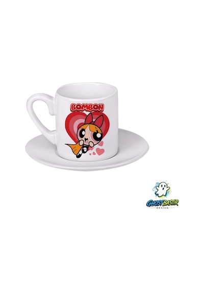 Powerpuff Girls Türk Kahvesi Fincanı 0162 Beyaz
