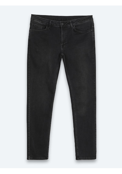 Kip Siyah Düz Slim Fit Denim Pamuk Karışımlı Pantolon Siyah