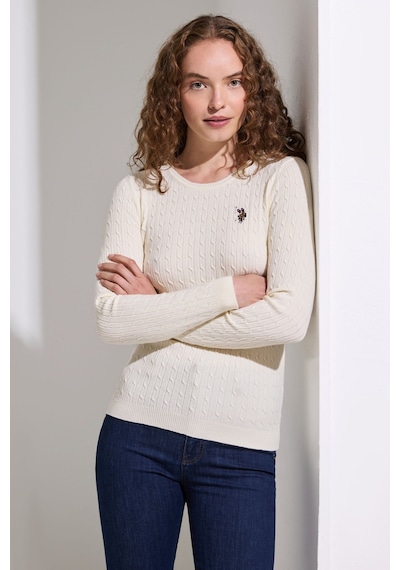 U.S. Polo Assn. Kadın Beyaz Basic Kazak 50331602 Vr265 Fıldısı