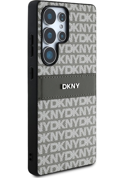 Galaxy Uyumlu S25 Ultra Kılıf Dkny Lisanslı Kartlıklı 3d Yazılı Repeat Texture Pattern Kapak Kahverengi