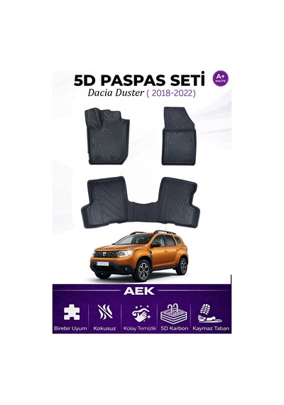 Dacia Duster 2018-2022 4x4 Araca Özel Havuzlu "karbon" Paspas Tak