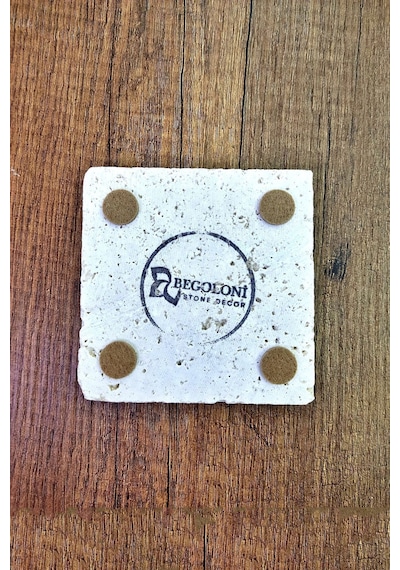 Doğal Taş Bardak Altlığı 4'lü Set 10x10x1 Cm Anadolu Motifleri Stone Coasters Çok Renkli