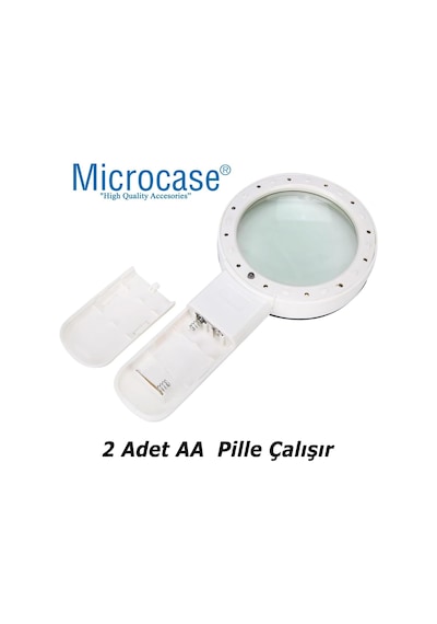 Microcase 90mm 30x Hd 12 Led Işık Aydınlatmalı El Tipi Büyüteç -al4610