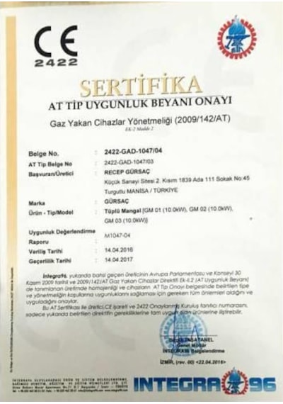Gürsaç Tüplü Lav Taşlı Mangal Seti 35 50cm Büyük Boy Gri